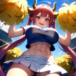 1girl Absurdres White Skirt Whitefrok Breasts Cheerleader Dragon Girl Dragon Horns Highres Holding Holding Pom Poms Horns Huge B, 1366099049