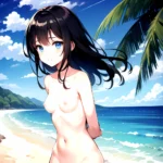 1girl Solo Beach Blue Eyes Naked Arms Behind Back, 2768410290