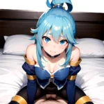 Absurdres Ai Generated Anus Aqua Konosuba Bedroom Blue Eyes Blue Hair Cowgirl Position Highres Looking At Viewer On Bed Penis, 226845419