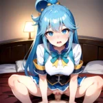 Absurdres Ai Generated Anus Aqua Konosuba Bedroom Blue Eyes Blue Hair Cowgirl Position Highres Looking At Viewer On Bed Penis, 716558015