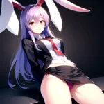Ai Assisted Breasts Highres Medium Breasts Red Eyes Reisen Udongein Inaba Sitting Spread Legs Touhou Arms Behind Back, 2994489122