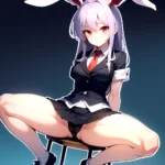 Ai Assisted Breasts Highres Medium Breasts Red Eyes Reisen Udongein Inaba Sitting Spread Legs Touhou Arms Behind Back Double Whi, 3472600221