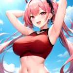 1girl D Absurdres Armpits Arms Behind Head Azur Lane Blush Breasts Bremerton Azur Lane Crop Top Highres Large Breasts Looking, 2975013668
