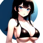 1girl O Absurdres Bikini Black Bikini Black Hair Blue Eyes Breasts Cleavage Collarbone Commentary Request Highres Large Breasts, 1811624955