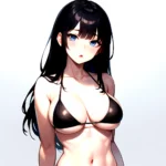 1girl O Absurdres Bikini Black Bikini Black Hair Blue Eyes Breasts Cleavage Collarbone Commentary Request Highres Large Breasts, 2064295431