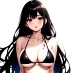 1girl O Absurdres Bikini Black Bikini Black Hair Blue Eyes Breasts Cleavage Collarbone Commentary Request Highres Large Breasts, 3212767195
