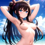 1girl Solo Hentai3d Naked Arms Behind Head Armpits Blue Eyes, 2180745466