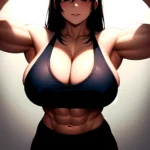Big Boobs Girl Muscular Big Muscles Huge Muscles Bodybuilder Strong Arms Behind Back Looking At The Viewer Facing The Viewer, 4020169082
