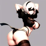 1girl 2b Nier Automata Areola Slip Arms Behind Head Arms Up Ass Expansion Blindfold Blush Breast Expansion Breasts Bursting Brea, 1141613262