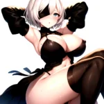 1girl 2b Nier Automata Areola Slip Arms Behind Head Arms Up Ass Expansion Blindfold Blush Breast Expansion Breasts Bursting Brea, 267506089