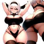 1girl 2b Nier Automata Areola Slip Arms Behind Head Arms Up Ass Expansion Blindfold Blush Breast Expansion Breasts Bursting Brea, 3004054044