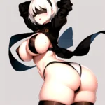 1girl 2b Nier Automata Areola Slip Arms Behind Head Arms Up Ass Expansion Blindfold Blush Breast Expansion Breasts Bursting Brea, 4064814796