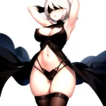 1girl 2b Nier Automata Areola Slip Arms Behind Head Arms Up Ass Expansion Blindfold Blush Breast Expansion Breasts Bursting Brea, 605777006