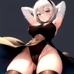 1girl 2b Nier Automata Areola Slip Arms Behind Head Arms Up Ass Expansion Blindfold Blush Breast Expansion Breasts Bursting Brea, 815119697