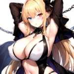 1girl Absurdres Armpits Arms Up Arms Behind Head Barghest Fate Barghest Second Ascension Fate Blonde Hair Blue Eyes Blush Breast, 3323484513