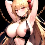 1girl Absurdres Armpits Arms Up Arms Behind Head Barghest Fate Barghest Second Ascension Fate Blonde Hair Blush Breasts Chain Ch, 1343176357