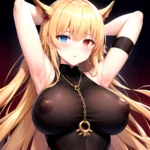 1girl Absurdres Armpits Arms Up Arms Behind Head Barghest Fate Barghest Second Ascension Fate Blonde Hair Blush Breasts Chain Ch, 1568112659