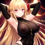 1girl Absurdres Armpits Arms Up Arms Behind Head Barghest Fate Barghest Second Ascension Fate Blonde Hair Blush Breasts Chain Ch, 2305554228