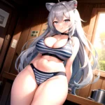 1girl Alternate Breast Size Animal Ears Bare Shoulders Belly Black Choker Blush Breasts Cameltoe Choker Cleavage Cowboy Shot Cur, 453757978