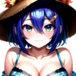 1girl Blush Bob Cut Bra Breasts Cleavage Close Up Closed Mouth Collarbone Commentary Eyelashes Eyes Visible Through Hair Floral, 1149416250
