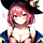 1girl Blush Bob Cut Bra Breasts Cleavage Close Up Closed Mouth Collarbone Commentary Eyelashes Eyes Visible Through Hair Floral, 1378325439