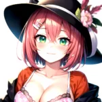 1girl Blush Bob Cut Bra Breasts Cleavage Close Up Closed Mouth Collarbone Commentary Eyelashes Eyes Visible Through Hair Floral, 1450240689