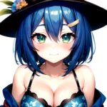 1girl Blush Bob Cut Bra Breasts Cleavage Close Up Closed Mouth Collarbone Commentary Eyelashes Eyes Visible Through Hair Floral, 2503244675