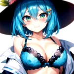 1girl Blush Bob Cut Bra Breasts Cleavage Close Up Closed Mouth Collarbone Commentary Eyelashes Eyes Visible Through Hair Floral, 2521541609