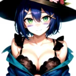1girl Blush Bob Cut Bra Breasts Cleavage Close Up Closed Mouth Collarbone Commentary Eyelashes Eyes Visible Through Hair Floral, 2857919150