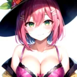 1girl Blush Bob Cut Bra Breasts Cleavage Close Up Closed Mouth Collarbone Commentary Eyelashes Eyes Visible Through Hair Floral, 2898534671