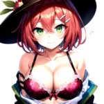 1girl Blush Bob Cut Bra Breasts Cleavage Close Up Closed Mouth Collarbone Commentary Eyelashes Eyes Visible Through Hair Floral, 4084246555