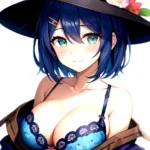 1girl Blush Bob Cut Bra Breasts Cleavage Close Up Closed Mouth Collarbone Commentary Eyelashes Eyes Visible Through Hair Floral, 4175249299
