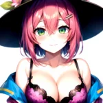 1girl Blush Bob Cut Bra Breasts Cleavage Close Up Closed Mouth Collarbone Commentary Eyelashes Eyes Visible Through Hair Floral, 904929618