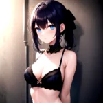 1girl Solo Gothic Emo Lingerie Arms Behind Back Facing The Viewer Blue Eyes, 1903145217