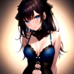 1girl Solo Gothic Emo Lingerie Arms Behind Back Facing The Viewer Blue Eyes, 325326988