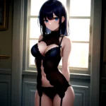 1girl Solo Gothic Emo Lingerie Arms Behind Back Facing The Viewer Blue Eyes, 3630047974
