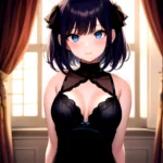 1girl Solo Gothic Emo Lingerie Arms Behind Back Facing The Viewer Blue Eyes, 4248422646