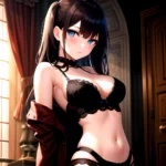 1girl Solo Gothic Emo Lingerie Arms Behind Back Facing The Viewer Blue Eyes, 851000509
