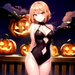 1girl Solo Sexy Outfit Halloween Pumpkins Standing Arms Behind Back, 1007049862