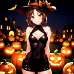 1girl Solo Sexy Outfit Halloween Pumpkins Standing Arms Behind Back, 1201459746
