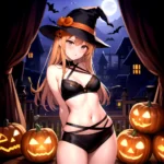 1girl Solo Sexy Outfit Halloween Pumpkins Standing Arms Behind Back, 1724347930