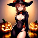 1girl Solo Sexy Outfit Halloween Pumpkins Standing Arms Behind Back, 2257266723
