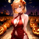 1girl Solo Sexy Outfit Halloween Pumpkins Standing Arms Behind Back, 2348671062