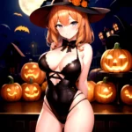 1girl Solo Sexy Outfit Halloween Pumpkins Standing Arms Behind Back, 2522644150