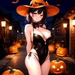 1girl Solo Sexy Outfit Halloween Pumpkins Standing Arms Behind Back, 2656592943