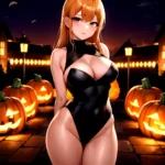 1girl Solo Sexy Outfit Halloween Pumpkins Standing Arms Behind Back, 2868844895