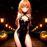 1girl Solo Sexy Outfit Halloween Pumpkins Standing Arms Behind Back, 3076671175