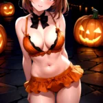 1girl Solo Sexy Outfit Halloween Pumpkins Standing Arms Behind Back, 3166382860