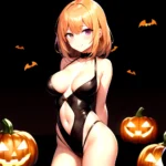 1girl Solo Sexy Outfit Halloween Pumpkins Standing Arms Behind Back, 3840612492