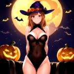1girl Solo Sexy Outfit Halloween Pumpkins Standing Arms Behind Back, 3995363059